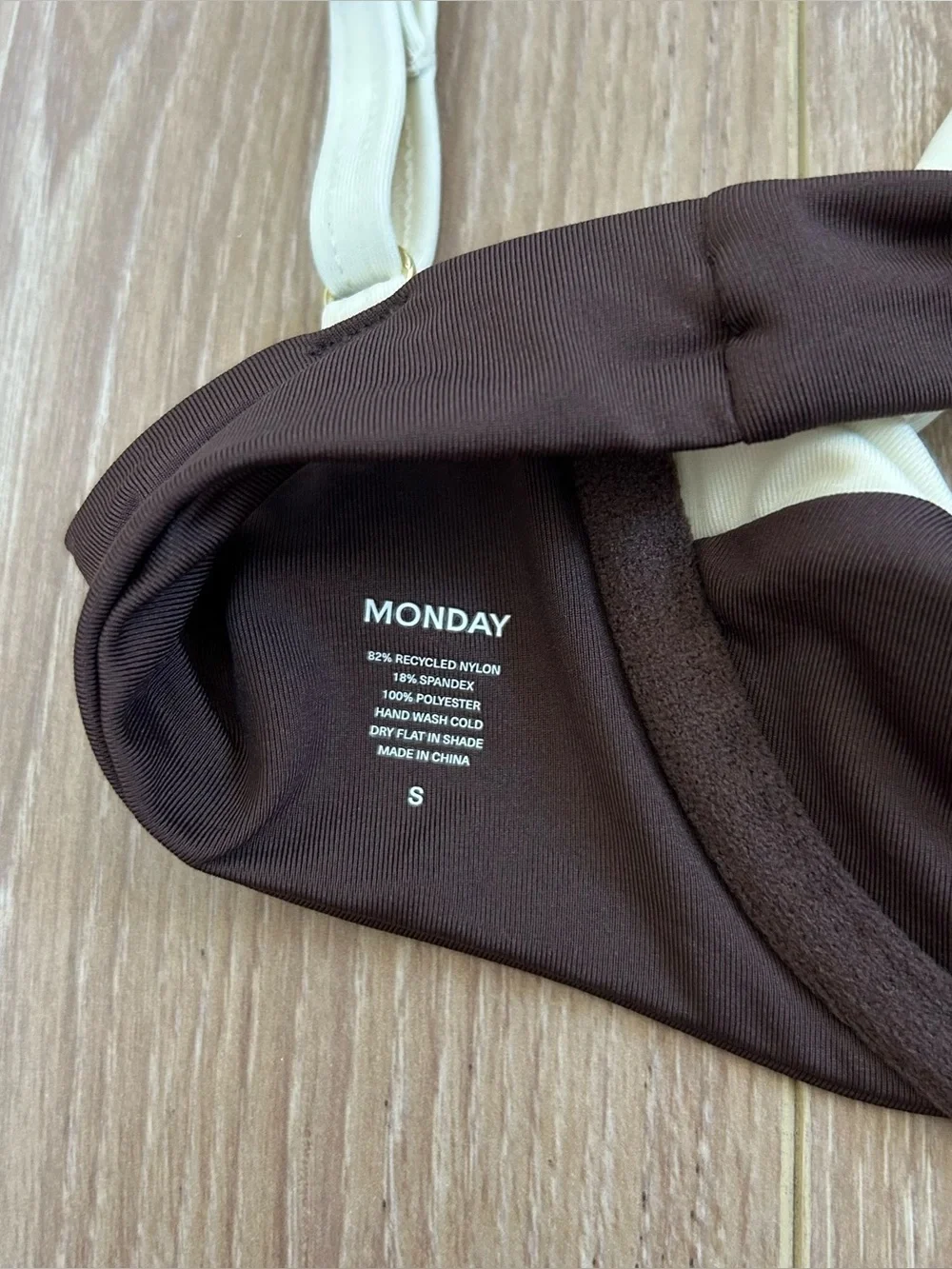 NWT New Monday Swimwear Cala Roja Top and Palma Thong in Espresso/Ivory Size S